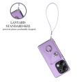 For Xiaomi Redmi Note 13 Pro 4G Global Organ Card Bag Ring Holder PU Phone Case with Lanyard(Purple)