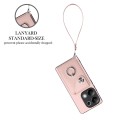 For Xiaomi Redmi Note 13 Pro 4G Global Organ Card Bag Ring Holder PU Phone Case with Lanyard(Pink)