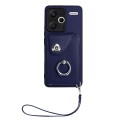 For Xiaomi Redmi Note 13 Pro+ Organ Card Bag Ring Holder PU Phone Case with Lanyard(Blue)