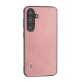 For Samsung Galaxy S24 5G ABEEL Black Edge Two-color Calf Texture PU Phone Case(Pink)
