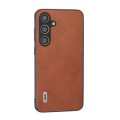 For Samsung Galaxy S24+ 5G ABEEL Black Edge Two-color Calf Texture PU Phone Case(Brown)