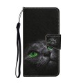 For Samsung Galaxy A05S Colored Drawing Pattern Leather Phone Case(Black Cat)