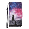 For Samsung Galaxy A05S Colored Drawing Pattern Leather Phone Case(Star Sky Cat)