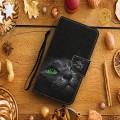 For Samsung Galaxy A15 Colored Drawing Pattern Leather Phone Case(Black Cat)