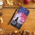 For Samsung Galaxy A15 Colored Drawing Pattern Leather Phone Case(Star Sky Cat)