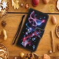 For Samsung Galaxy S24 5G Colored Drawing Pattern Leather Phone Case(Fluorescent Butterfly)