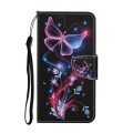 For Samsung Galaxy S24 5G Colored Drawing Pattern Leather Phone Case(Fluorescent Butterfly)