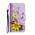 For Samsung Galaxy S24+ 5G Colored Drawing Pattern Leather Phone Case(Yellow Flower Butterfly)