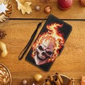 For Samsung Galaxy S24+ 5G Colored Drawing Pattern Leather Phone Case(Flame Skull)