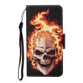 For Samsung Galaxy S24+ 5G Colored Drawing Pattern Leather Phone Case(Flame Skull)