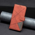 For OnePlus 12R BF05 Magnetic Buckle Rhombus Texture Leather Phone Case(Brown)