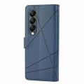 For Samsung Galaxy Z Fold4 PU Genuine Leather Texture Embossed Line Phone Case(Blue)