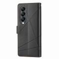 For Samsung Galaxy Z Fold4 PU Genuine Leather Texture Embossed Line Phone Case(Black)