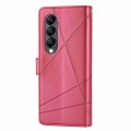 For Samsung Galaxy Z Fold4 PU Genuine Leather Texture Embossed Line Phone Case(Red)