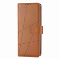 For Samsung Galaxy Z Fold4 PU Genuine Leather Texture Embossed Line Phone Case(Brown)