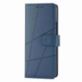 For Samsung Galaxy Z Fold3 PU Genuine Leather Texture Embossed Line Phone Case(Blue)