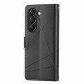 For Samsung Galaxy Z Fold5 PU Genuine Leather Texture Embossed Line Phone Case(Black)