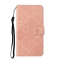 For Motorola Moto E22 / E22i Ethnic Style Embossed Pattern Leather Phone Case(Pink)