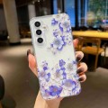 For Samsung Galaxy A14 Electroplated Symphony Phone Case(White Blue Flower)