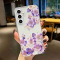 For Samsung Galaxy A34 Electroplated Symphony Phone Case(White Purple Flower)