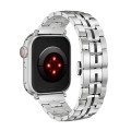 For Apple Watch Ultra 2 49mm Butterfly Buckle 5-Beads Metal Watch Band(Silver Black)
