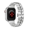 For Apple Watch 38mm Butterfly Buckle 5-Beads Metal Watch Band(Silver Black)