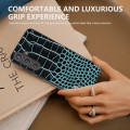 For Samsung Galaxy S24+ 5G ABEEL Genuine Leather Crocodile Pattern Phone Case with Holder(Blue)