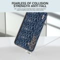 For Samsung Galaxy S24+ 5G ABEEL Genuine Leather Sky Series Phone Case with Holder(Blue)
