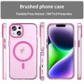 For iPhone 14 MagSafe Frosted Translucent TPU + PC Full Coverage Phone Case(Pink)