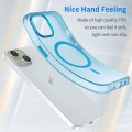 For iPhone 14 Plus MagSafe Frosted Translucent TPU + PC Full Coverage Phone Case(Blue)