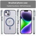 For iPhone 15 MagSafe Frosted Translucent TPU + PC Full Coverage Phone Case(Dark Blue)