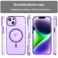 For iPhone 15 MagSafe Frosted Translucent TPU + PC Full Coverage Phone Case(Dark Purple)