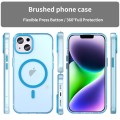 For iPhone 15 MagSafe Frosted Translucent TPU + PC Full Coverage Phone Case(Blue)