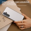 For Samsung Galaxy S24 5G ABEEL Genuine Leather Elegant Black Edge Phone Case(White)