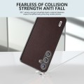 For Samsung Galaxy S24 5G ABEEL Genuine Leather Elegant Black Edge Phone Case(Coffee)