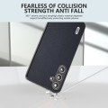 For Samsung Galaxy S24 5G ABEEL Genuine Leather Elegant Black Edge Phone Case(Blue)