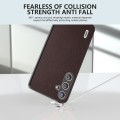 For Samsung Galaxy S24+ 5G ABEEL Genuine Leather Elegant Black Edge Phone Case(Coffee)
