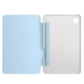 For Samsung Galaxy Tab A9+ X210 3-fold Clear Honeycomb TPU Leather Tablet Case with Pen Slot(Ice Blu