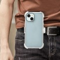 For iPhone 14 Frosted PC+TPU Phone Case with Back Clip(Transparent Blue)