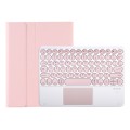 For Samsung Galaxy Tab S9 FE Candy Color TPU Round Keycap Touch Bluetooth Keyboard Leather Case(Pink