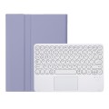 For Samsung Galaxy Tab S9 FE Candy Color TPU Round Keycap Touch Bluetooth Keyboard Leather Case(Purp