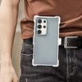 For Samsung Galaxy S24 Ultra 5G Frosted PC+TPU Phone Case with Back Clip(Transparent Blue)