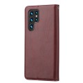 For Samsung Galaxy S24 Ultra 5G Knead Skin Texture Flip Leather Phone Case(Wine Red)