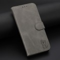 For Sony Xperia 5 V Embossed Happy Cat Pattern Flip Leather Phone Case(Grey)