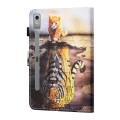 For Lenovo Tab P12 2023 / TB370FU Coloured Drawing Stitching Smart Leather Tablet Case(Cat and Tiger