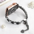 For Apple Watch SE 2023 44mm Shell Beads Chain Bracelet Metal Watch Band(Black White)