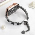 For Apple Watch Series 7 41mm Shell Beads Chain Bracelet Metal Watch Band(Black White)