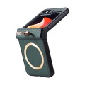 For Samsung Galaxy Z Flip5 MagSafe Ring Holder Three-stage Folding Phone Case(Green)
