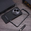 For OnePlus Open Litchi Texture PU Phone Case with Holder(Black)