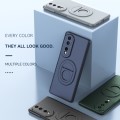 For Honor 80 Magsafe Hidden Fold Holder Full Coverage Shockproof Phone Case(Blue)